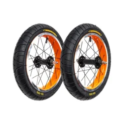 2 Stück 12 1/2 Zoll Felgen Laufrad Scheibenrad Set Schwalbe Reifen 50-203 AV Seifenkiste Schwarz