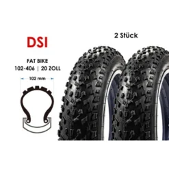 2 Stück 20 Zoll Fahrrad Reifen Fat Bike 102-406 Tire DSI 20x4.00 Bereifung Schwarz -Shimano Verkaufsgeschäft 2 stueck 20 zoll fahrrad reifen fat bike 102 406 tire dsi 20x400 bereifung schwarz