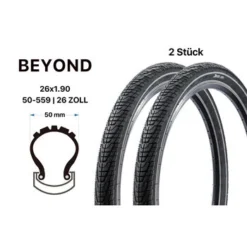 Beyond 2 Stück 26 Zoll Fahrrad Reifen 50-559 MTB 26x1.90 City Bike REFLEXSTREIFEN -Shimano Verkaufsgeschäft 2 stueck 26 zoll fahrrad reifen 50 559 mtb 26x190 city bike reflexstreifen