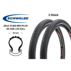 2 Stück 26 Zoll Schwalbe Big Ben Plus Reifen 26x2.15 City Bike Reflex Streifen -Shimano Verkaufsgeschäft 2 stueck 26 zoll schwalbe big ben plus reifen 26x215 city bike reflex streifen 1