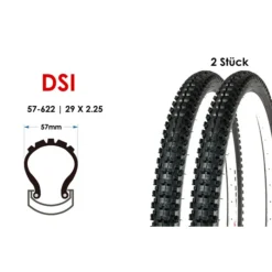 2 Stück 29 Zoll Fahrrad Reifen DSI 54-622 MTB 29x2.10 Mantel Decke Tire Schwarz
