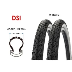 2 Stück Fahrrad Reifen DSI 24x1.75 City Bike 47-507 Tire Schwarz Weiss -Shimano Verkaufsgeschäft 2 stueck fahrrad reifen dsi 24x175 city bike 47 507 tire schwarz weiss 1