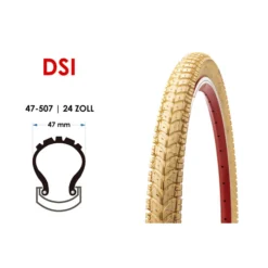 24 Zoll DSI Fahrrad Reifen 24x1.75 City Trekking Bike 47-507 Schwarz