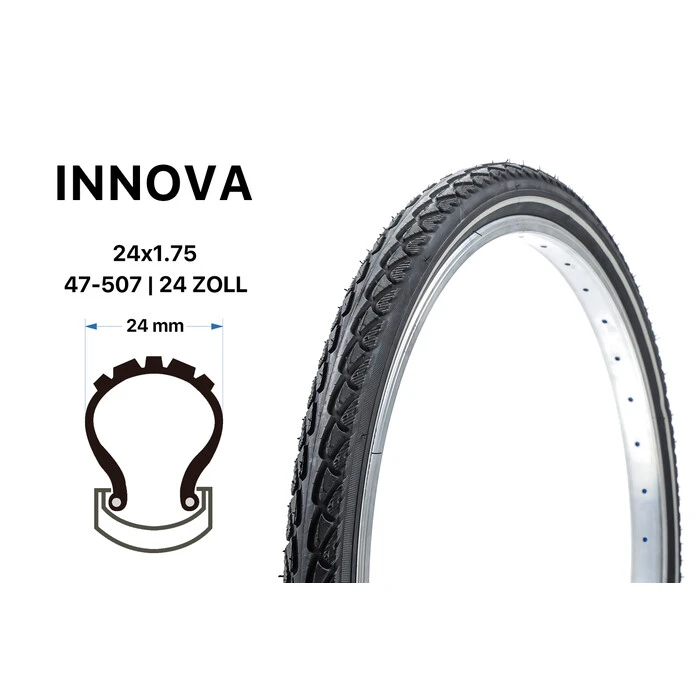 24 Zoll Fahrrad Reifen DSI 24x1.75 City Bike 47-507 Wire Tire Creme 2 24 Zoll Fahrrad Reifen DSI 24x1.75 City Bike 47-507 Wire Tire Creme – Bild 2