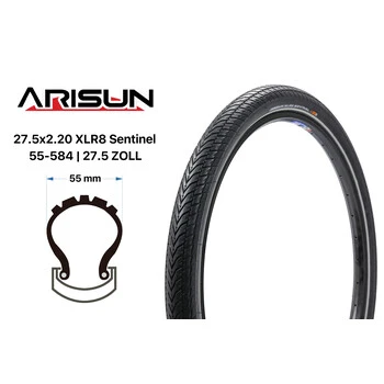 27.5 Zoll Fahrrad Reifen 27.5x2.2 Arisun XLR8 Sentinel Touring 55-584 Reflexstreifen 3 27.5 Zoll Fahrrad Reifen 27.5x2.2 Arisun XLR8 Sentinel Touring 55-584 Reflexstreifen – Bild 3