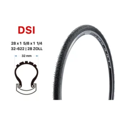28 Zoll Fahrrad Reifen DSI 40-622 City Trekking Bike Mantel Decke Tire Schwarz