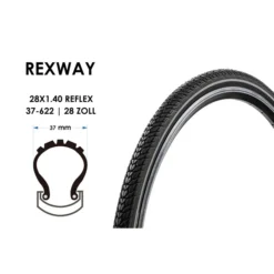28 Zoll REXWAY Fahrrad Reifen 37-622 City Trekking Bike 28x1.40 REFLEX Beige Tire