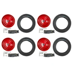 4 Stück 12 1/2 Zoll Stahlblech Scheibenräder Retro Reifen Schläuche 57-203 AV 45° Blau